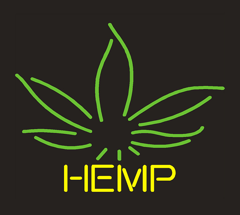 Hemp Leaf Logo Neon Sign