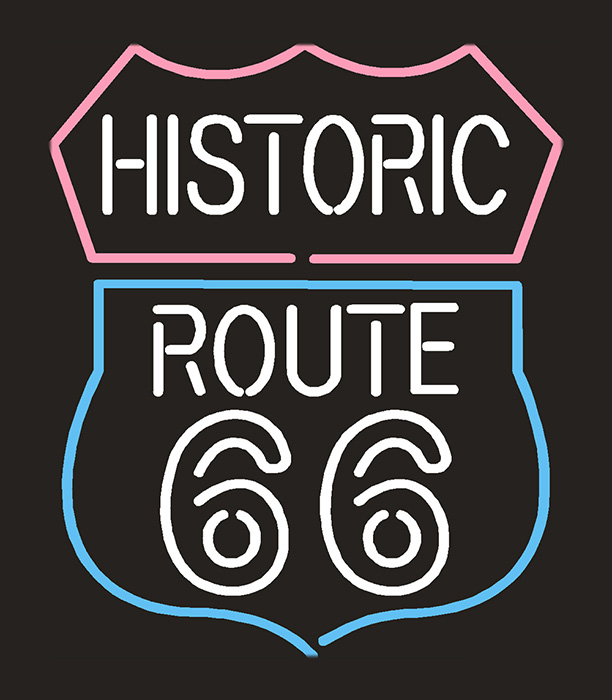Historic Route 66 Logo Neon Sign