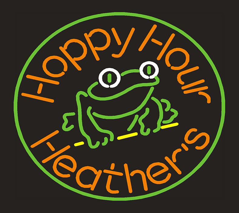 Hoppy Hour Heaters Frog Neon Sign