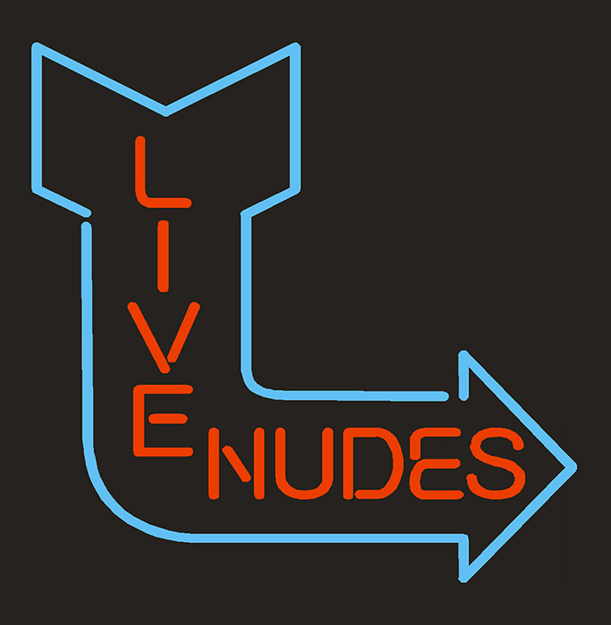 Live Nudes with Arrow Neon Sign