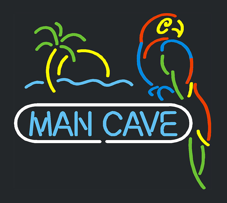 Man Cave Parrot Bird Palm Tree Neon Sign