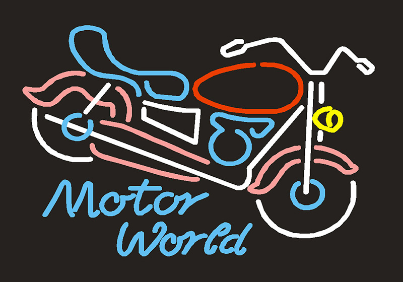 Motor World Motorcycle Logo Neon Sign
