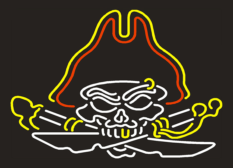 Pirates Admiral Skull Tattoo Neon Sign