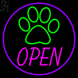 Custom Paw Print With Open Neon Sign 1