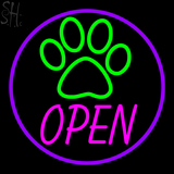 Custom Paw Print With Open Neon Sign 2