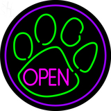 Custom Paw Print With Open Neon Sign 3