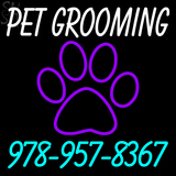 Custom Pet Grooming Paw Print With Phone No Neon Sign 1