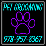 Custom Pet Grooming Paw Print With Phone No Neon Sign 2