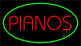 Pianos Green Neon Sign