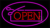 Red Pink Open With Scissor Neon Sign