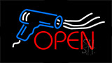 Hair Dryer Open Animated Neon Sign