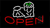 Dog Logo Open Flashing Neon Sign