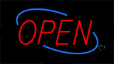 Open Red Letters With Blue Border Neon Sign