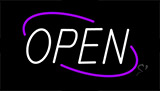 Open White Letters With Purple Border Neon Sign