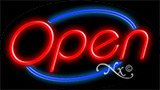 Fashing Sign Red Open With Blue Border Neon Sign