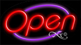 Red Open With Purple Border Neon Sign