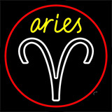 Aries Yellow Zodiac Border Red Neon Sign