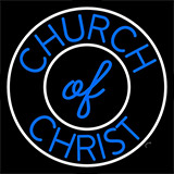 Blue Church Of Christ Block Neon Sign