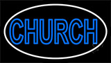 Blue Double Stroke Church Neon Sign