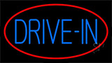 Blue Drive In With Red Border Neon Sign