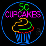 5c Cupcakes In Blue Neon Sign