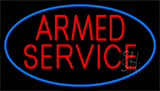 Armed Service With Blue Neon Sign