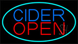 Blue Cider Open With Turquoise Neon Sign