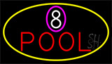 8 Pool With Yellow Border Neon Sign