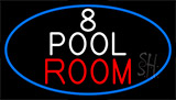 8 Pool Room With Blue Border Neon Sign