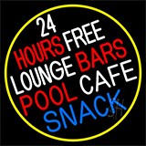 24 Hours Free Lounge Bars Pool Cafe Snack With Border Neon Sign