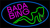 Bada Bing Girl With Blue Border Neon Sign