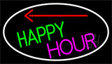 Happy Hour And Arrow With White Border Neon Sign