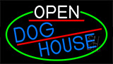 Open Dog House With Green Border Neon Sign