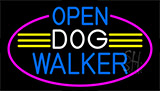 Open Dog Walker With Pink Border Neon Sign