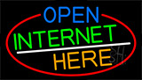 Open Internet Here With Red Border Neon Sign