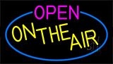 Open On The Air With Blue Border Neon Sign