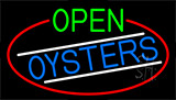 Open Oysters With Red Border Neon Sign