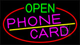 Open Phone Card With Red Border Neon Sign