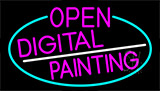 Pink Open Digital Painting With Turquoise Border Neon Sign
