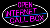 Pink Open Internet Callbox With White Border Neon Sign