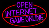 Purple Open Internet Game Online With Red Border Neon Sign