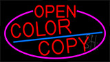 Red Open Color Copy With Pink Border Neon Sign