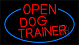 Red Open Dog Trainer With Blue Border Neon Sign