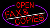 Red Open Fax And Copies With Purple Border Neon Sign