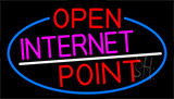 Red Open Internet Point With Blue Border Neon Sign