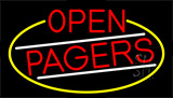 Red Open Pagers With Yellow Border Neon Sign