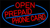 Red Open Prepaid Phone Card With Blue Border Neon Sign