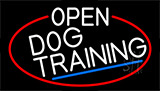 White Open Dog Training With Red Border Neon Sign