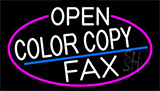 White Open Color Copy Fax With Pink Border Neon Sign