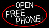 White Open Free Phone With Red Border Neon Sign